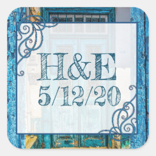 Personalized Blue Distressed Paint Door Stickers