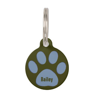 personalized blue dog paw pet tag