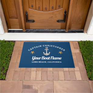 Personalized Blue Doormat w/ Starfish & Anchor