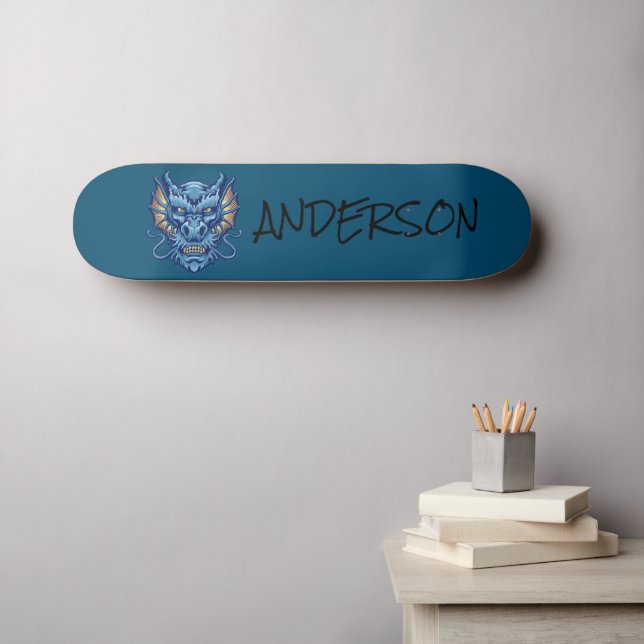 Personalized  blue dragon skateboard (Wall Art (Horz))