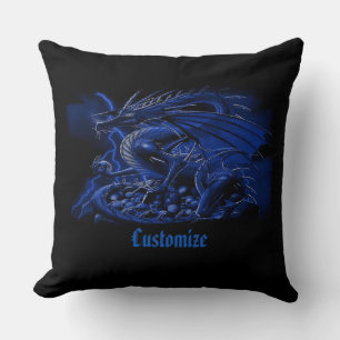 Personalized Blue Dragon Throw Pillow