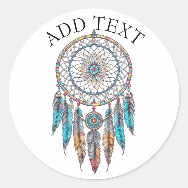 Personalized Blue Dreamcatcher Mystical Classic Round Sticker (Front)