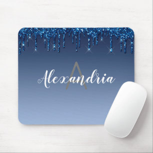 Personalized Blue Dripping Glitter Mouse Pad