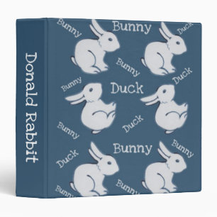 Personalized Blue Duck Rabbit Optical Illusion Art Binder