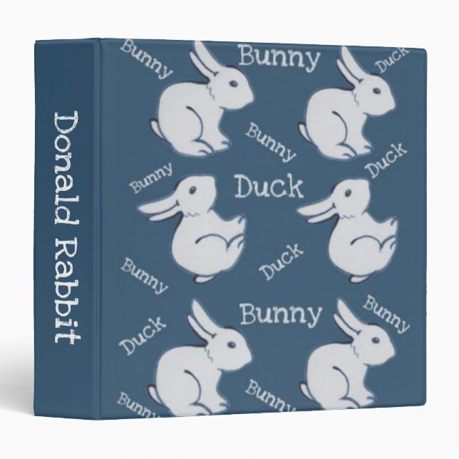 Personalized Blue Duck Rabbit Optical Illusion Art Binder (Front/Spine)