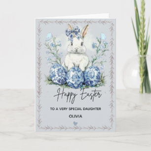 Personalized Blue Easter Bunny Daughter Card