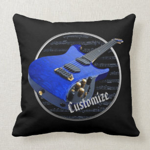 Personalized Blue Electric Guitar Pillow