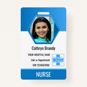 Personalized blue Employee ID, Photo, Name Badge