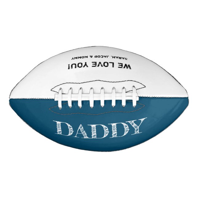 Personalized Blue etched Daddy text father's day Football (Front)