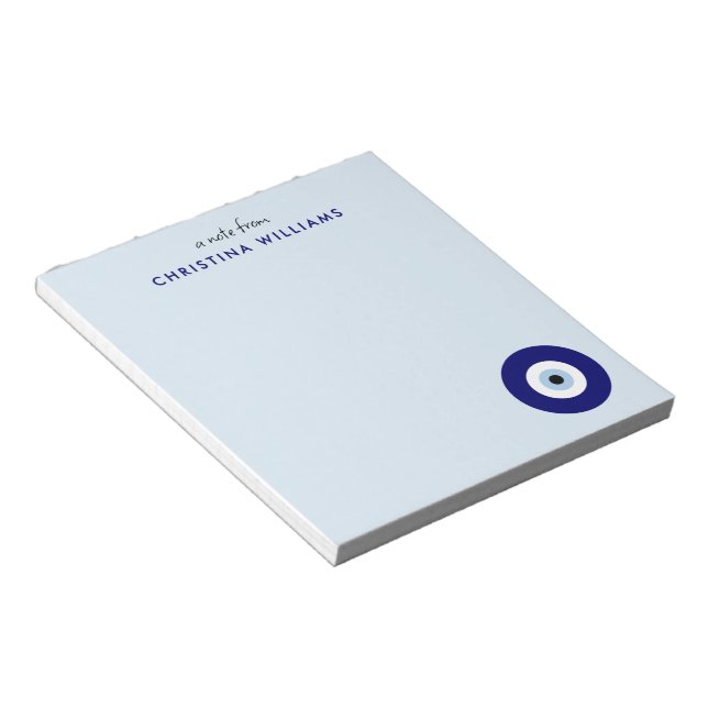 Personalized Blue Evil Eye Protection Symbol Notepad (Angled)