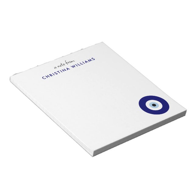 Personalized Blue Evil Eye Protection Symbol Notepad (Angled)