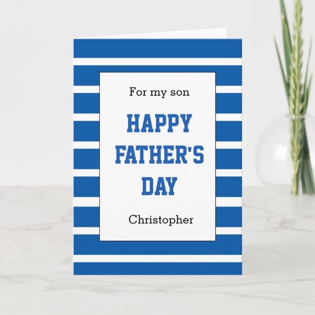 Personalized Blue Father's Day Son Card (Front)