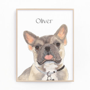 Personalized Blue Fawn Frenchie French Bulldog Art Photo Print