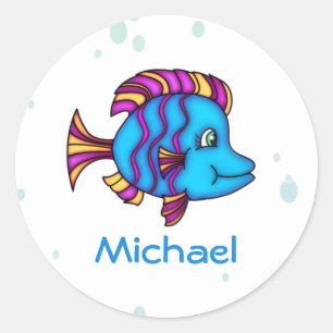 Personalized Blue Fish  Stickers