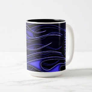 Personalized Blue Flames Two-Tone Coffee Mug
