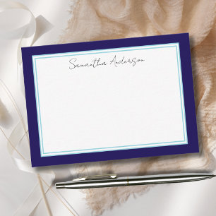  Personalized Blue Flat Note Card