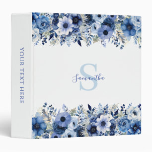 Personalized Blue Floral Binder