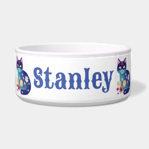 Personalized Blue Floral Cat