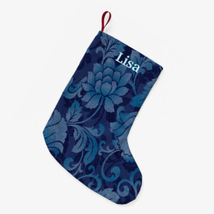 Personalized Blue Floral Christmas Stocking
