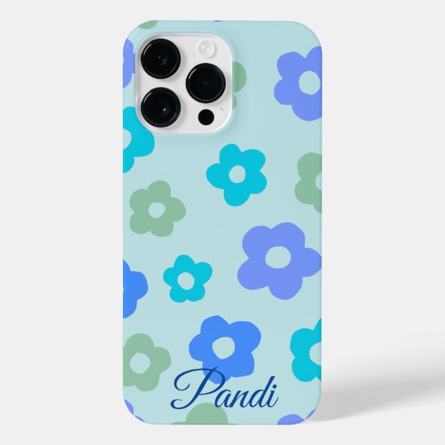 personalized blue floral iPhone case (Back)