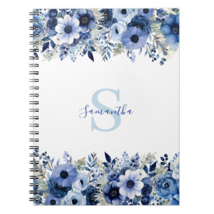 Personalized Blue Floral Notebook