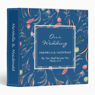 Personalized Blue Floral OUR WEDDING Binder