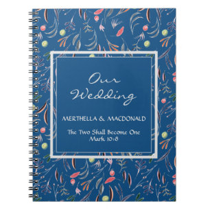 Personalized Blue Floral OUR WEDDING Notebook