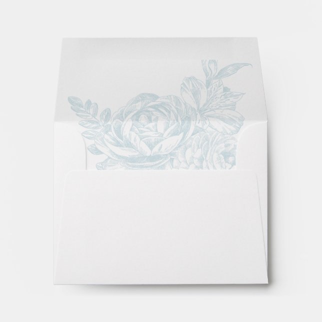 Personalized Blue Floral RSVP Return Envelope (Back (Bottom))