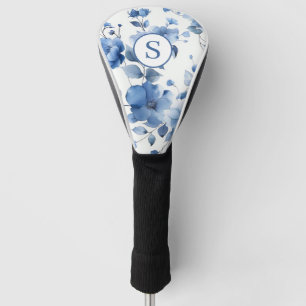 Personalized Blue Floral Watercolor Golf Head Cover