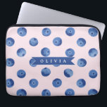Personalized Blue Folk Floral Nordic Custom Laptop Sleeve<br><div class="desc">With our Customized Blueberry Watercolor Collection, you can add a cheerful splash of color and individuality to daily life! These personalized pieces are meant to make anyone smile, whether you're shopping for yourself or looking for that ideal present. Every piece in the collection has a bright, hand-painted blueberry design in...</div>