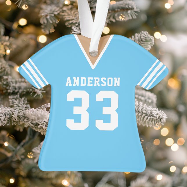 Personalized Blue Football Jersey  Ornament (Creator Uploaded)