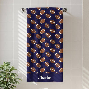 Personalized Blue Football Kids Bath Towel