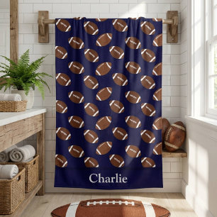 Personalized Blue Football Kids Beach Towel