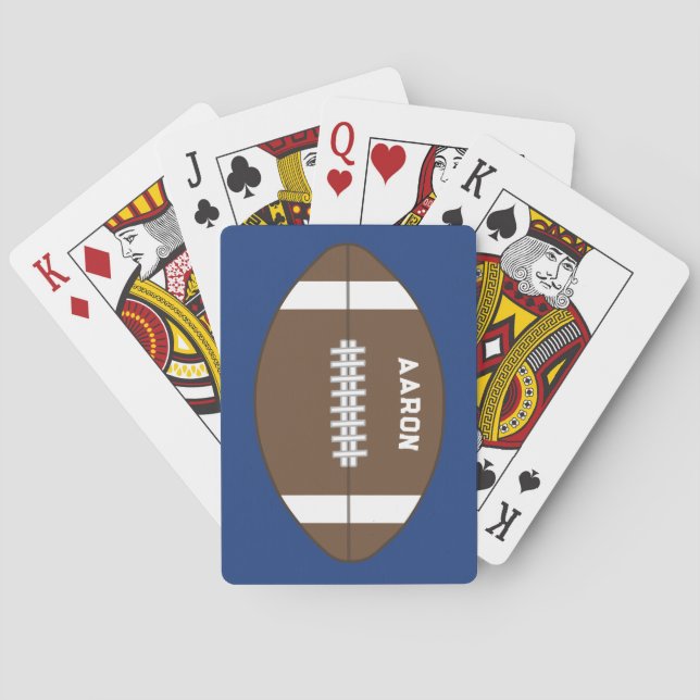 Personalized Blue Football Playing Cards Gift (Back)