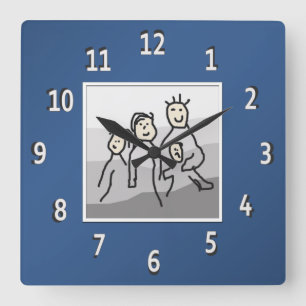 Personalized Blue Framed Photo Square Wall Clock