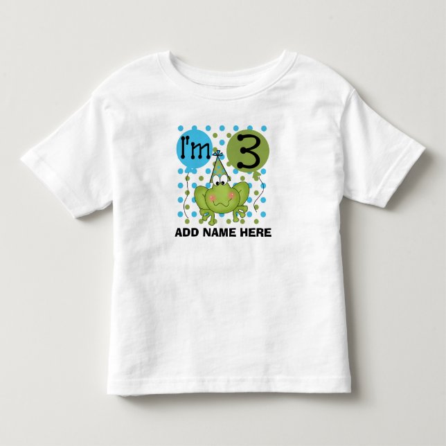 Personalized Blue Frog 3rd Birthday Tshirt (Front)