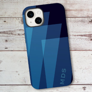 Personalized Blue Geometric Case-Mate iPhone 14 Case