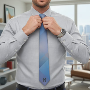 Personalized Blue Geometric Initial Tie