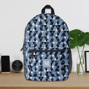 Personalized Blue Geometric Pattern Backpack