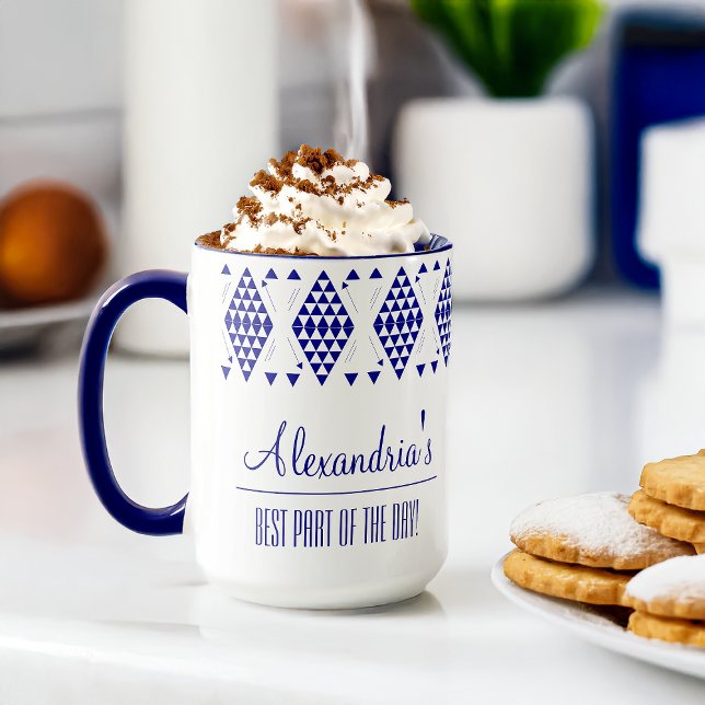 Personalized Blue Geometric Triangles  Mug (Creator Uploaded)