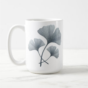 Personalized Blue Ginkgo Leaf Custom Name Coffee Mug