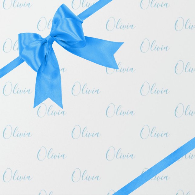 Personalized Blue Girly Elegant Name  Wrapping Paper (Creator Uploaded)