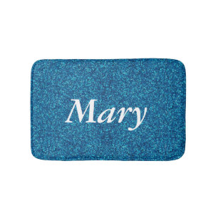 Personalized Blue Glitter Bath Mat