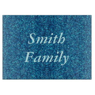 Personalized Blue Glitter Cutting Board