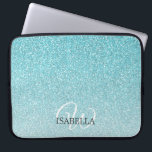 Personalized Blue Glitter Ombre Name Monogram Laptop Sleeve<br><div class="desc">Chic faux blue glitter design with ombre effect,  the blue glitter fades onto a white background. You can personalize these elegant laptop sleeve with your name and monogram or other text. Perfect personalized gift laptop sleeve. If you need any help or matching products,  please contact us through our store.</div>