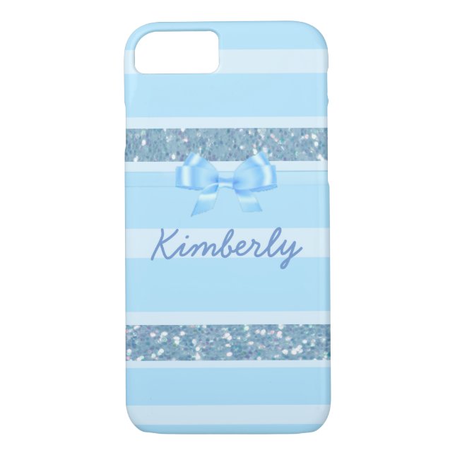 Personalized Blue Glitter Phone Case (Back)