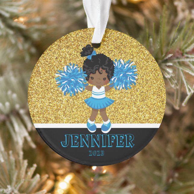 Personalized Blue & Gold Cheerleading Ornament  (Tree)