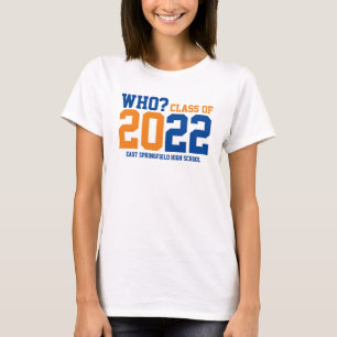 Personalized Blue Gold Colours Class 2022 T-Shirt