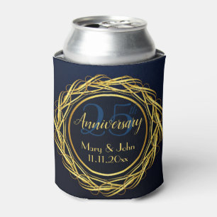 Personalized Blue Gold Royal Anniversary Luxury Can Cooler