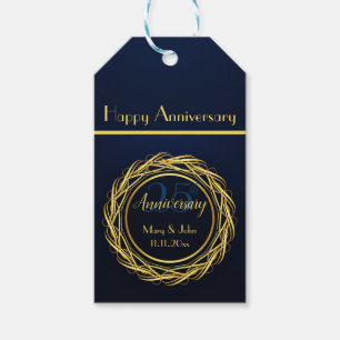 Personalized Blue Gold Royal Anniversary Royal Gift Tags